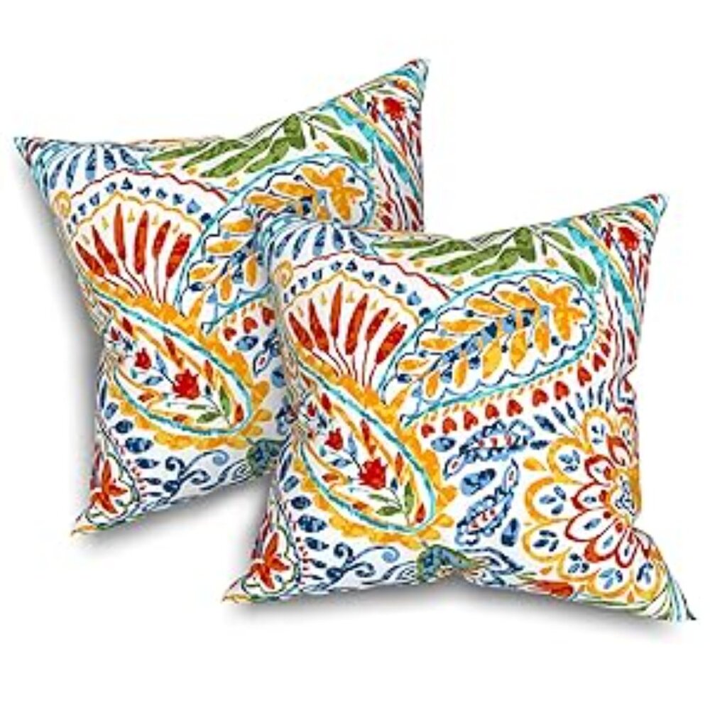 Melody Elephant Outdoor Throw Pillows 16x16 Inch, Water Repellent Patio Pillows